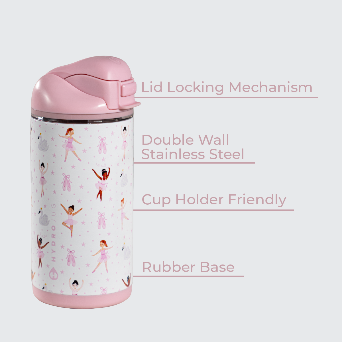 Ease2o 14oz | Leakproof 2-in-1 Kids Water Bottle with Straw &amp; Chug Spout – Ballerina