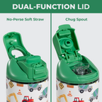 Ease2o 14oz | Leakproof 2-in-1 Kids Water Bottle Straw &amp; Chug Spout – Under Construction