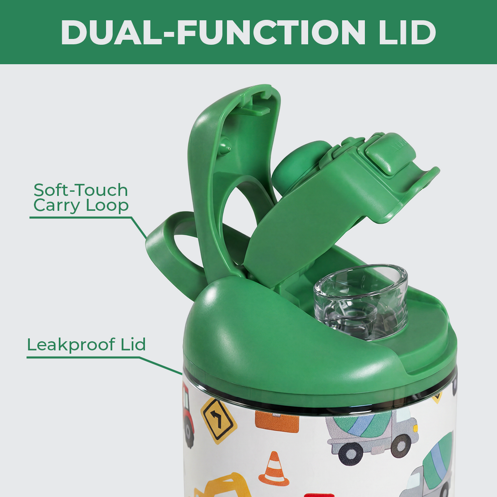 Ease2o 14oz | Leakproof 2-in-1 Kids Water Bottle Straw &amp; Chug Spout – Under Construction