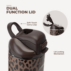 Ease2o 24oz | 2-in-1 Water Bottle with Soft Straw &amp; Chug Spout – Brown Leopard