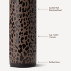 Ease2o 24oz | 2-in-1 Water Bottle with Soft Straw &amp; Chug Spout – Brown Leopard
