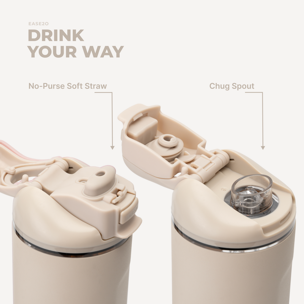 Ease2o 24oz | 2-in-1 Water Bottle with Soft Straw &amp; Chug Spout – Dune