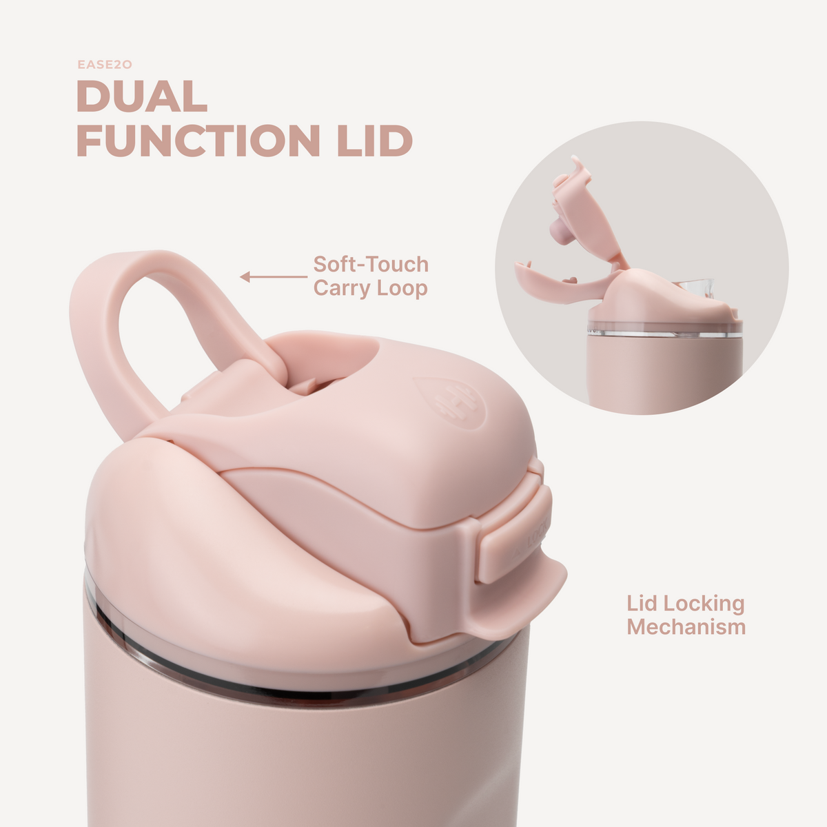 Ease2o 24oz | 2-in-1 Water Bottle with Soft Straw &amp; Chug Spout – Dusty Rose