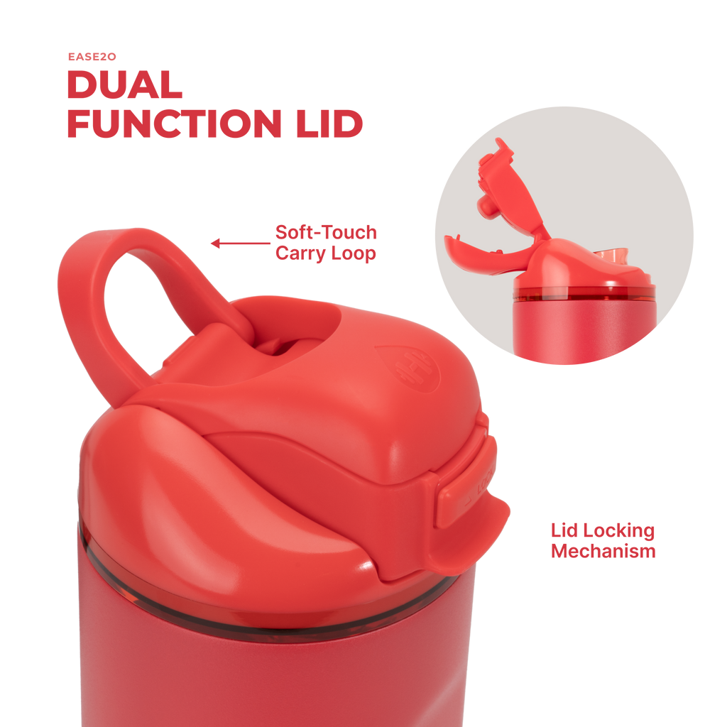 Ease2o 24oz | 2-in-1 Water Bottle with Soft Straw &amp; Chug Spout – Fruit Punch
