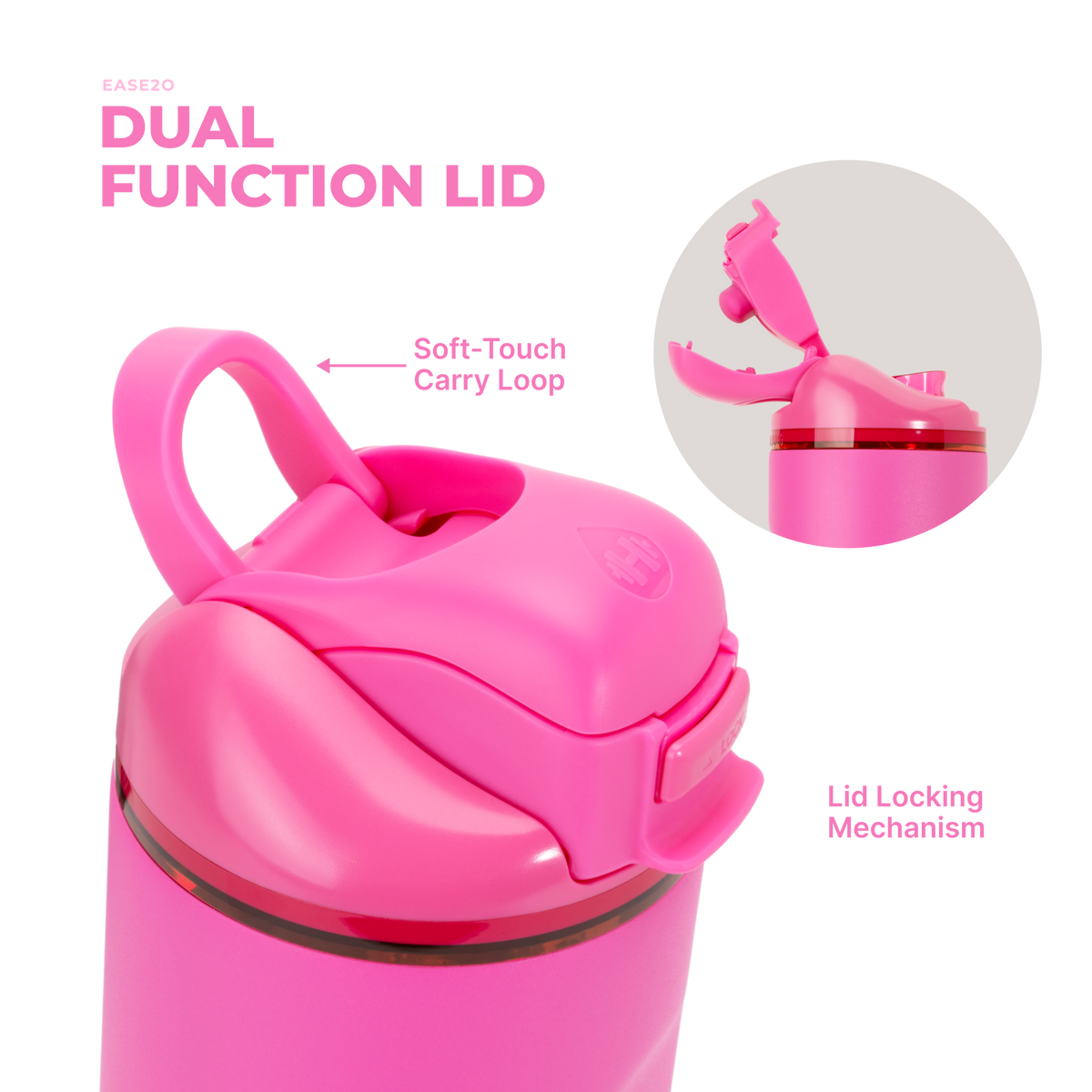 Ease2o 24oz | 2-in-1 Water Bottle with Soft Straw &amp; Chug Spout – Razzle
