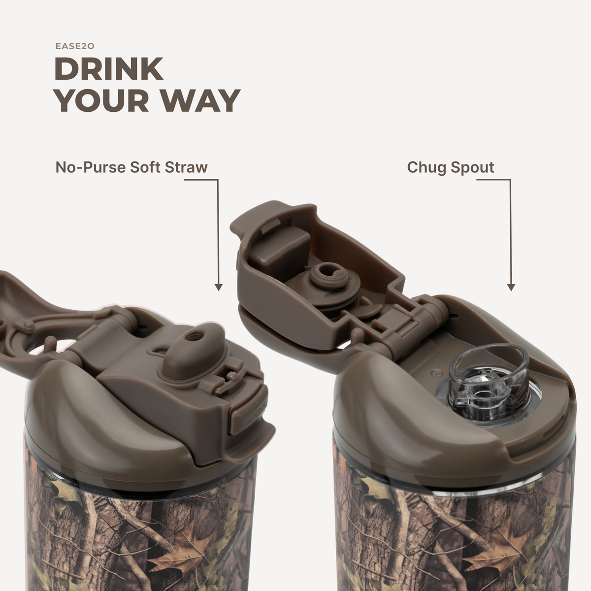 Ease2o 24oz | 2-in-1 Water Bottle with Soft Straw &amp; Chug Spout – Woodland