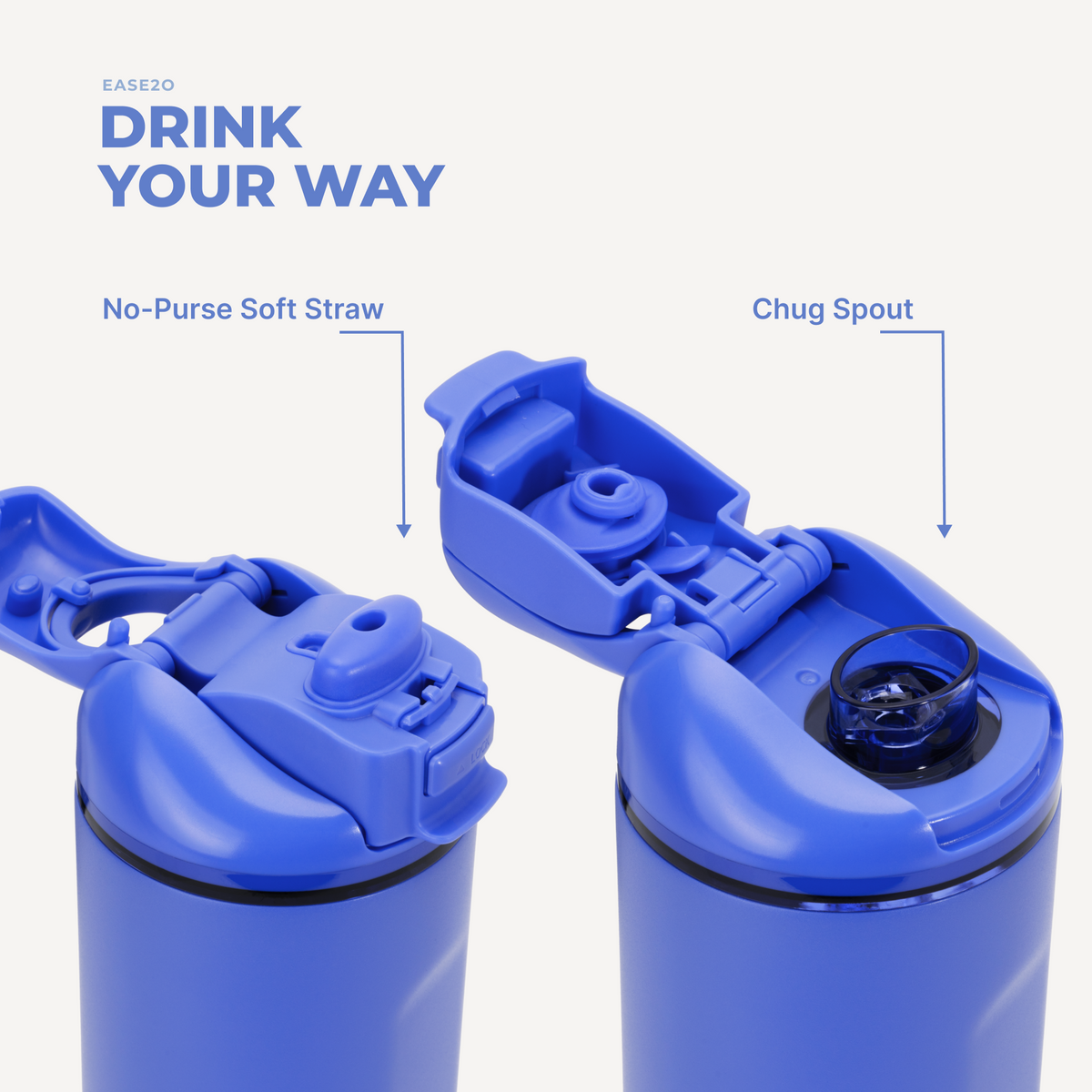 Ease2o 32oz | Compact Water Bottle with Straw &amp; Chug Spout – Berry Pop