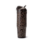 Ease2o 32oz | Compact Water Bottle with Straw &amp; Chug Spout – Brown Leopard