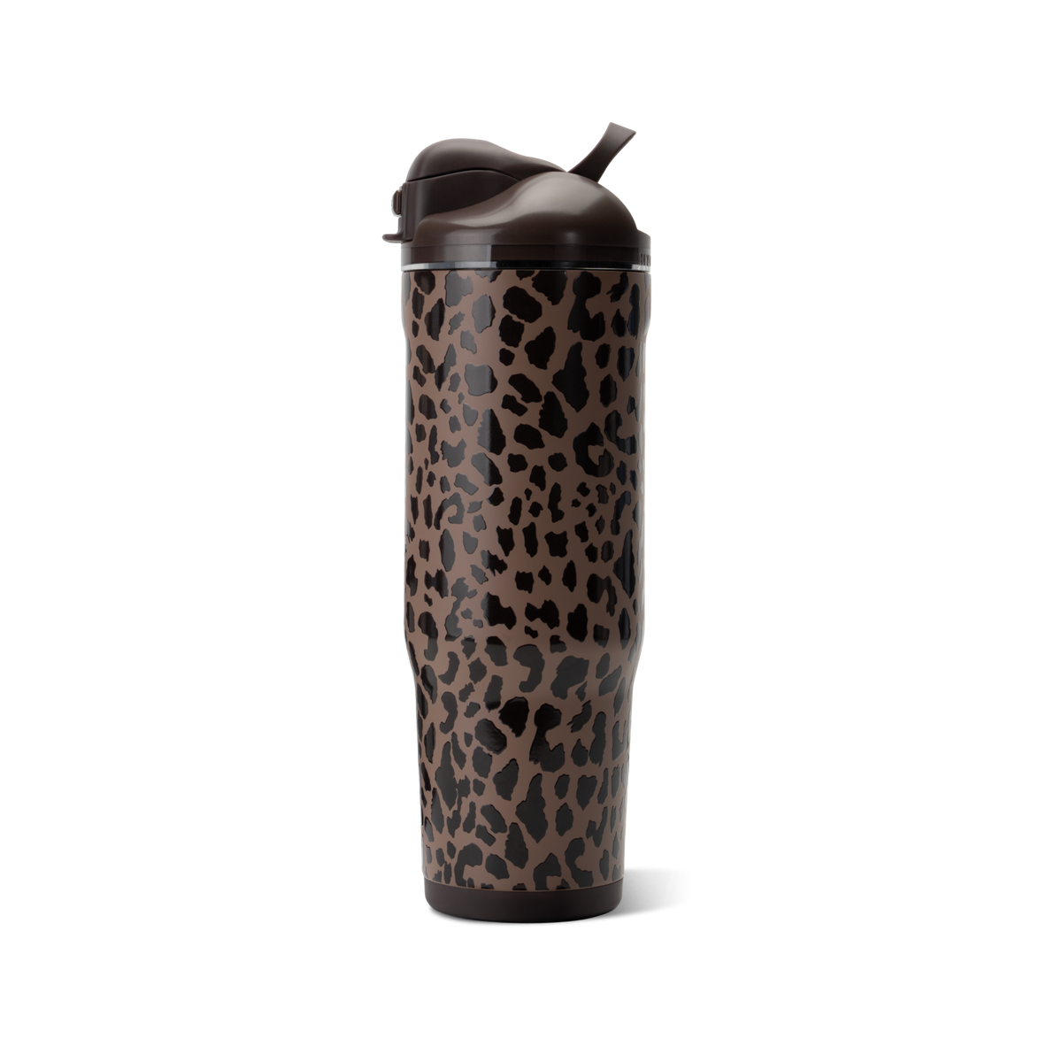 Ease2o 32oz | Compact Water Bottle with Straw &amp; Chug Spout – Brown Leopard