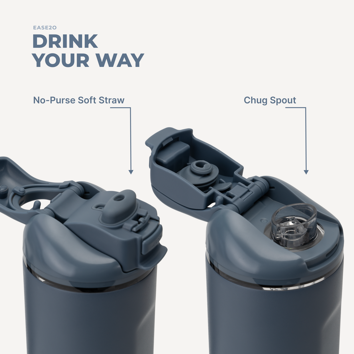 Ease2o 32oz | Compact Water Bottle with Straw &amp; Chug Spout – Cascade