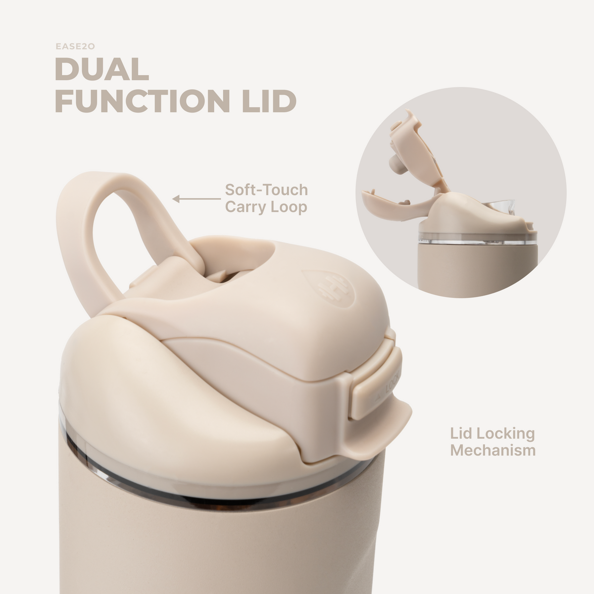 Ease2o 32oz | Compact Water Bottle with Straw &amp; Chug Spout – Dune