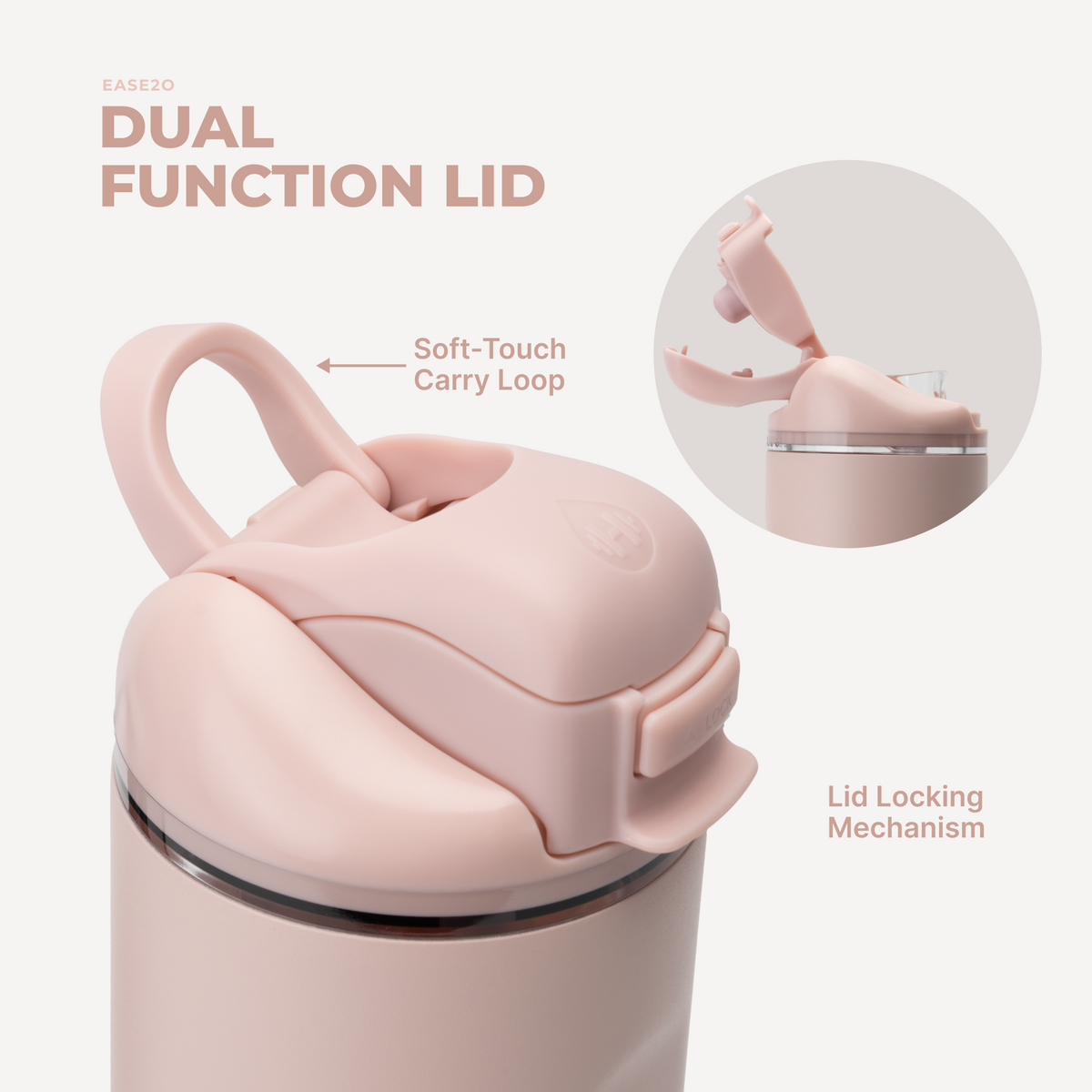 Ease2o 32oz | Compact Water Bottle with Straw &amp; Chug Spout – Dusty Rose
