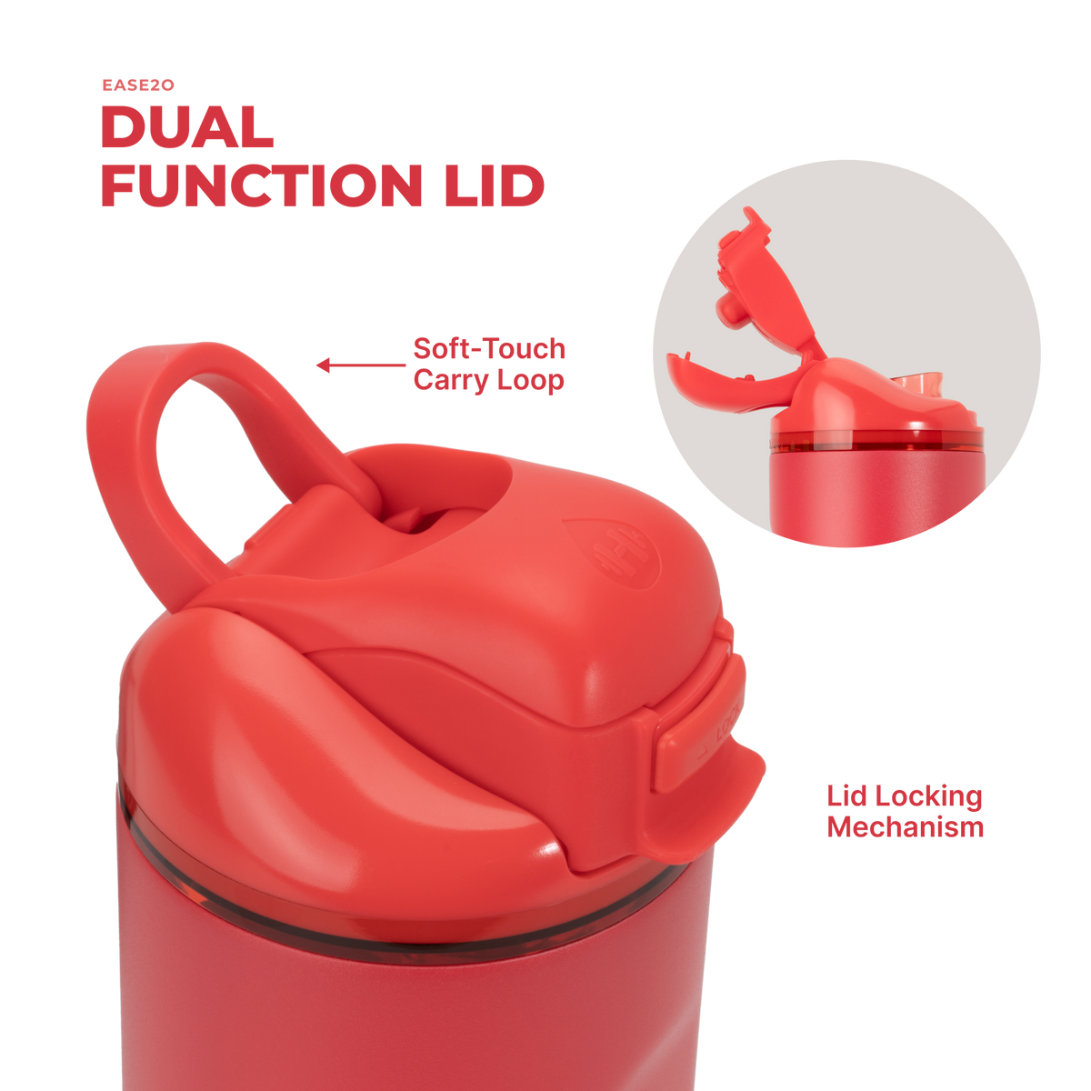 Ease2o 32oz | Compact Water Bottle with Straw &amp; Chug Spout – Fruit Punch