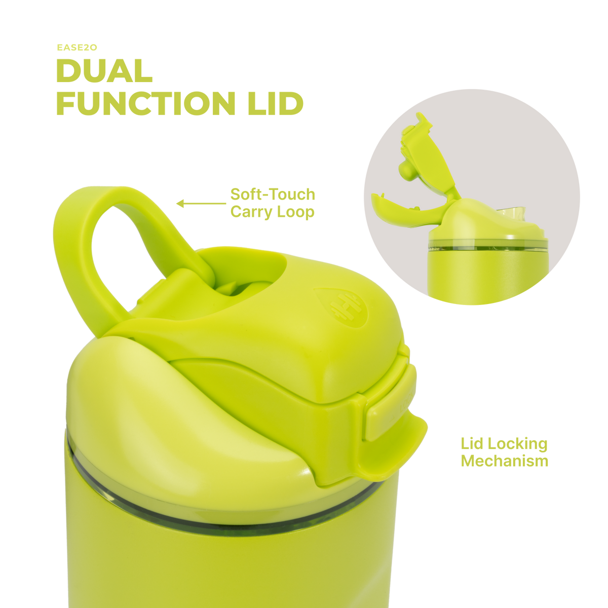 Ease2o 32oz | Compact Water Bottle with Straw &amp; Chug Spout – Lemon Lime