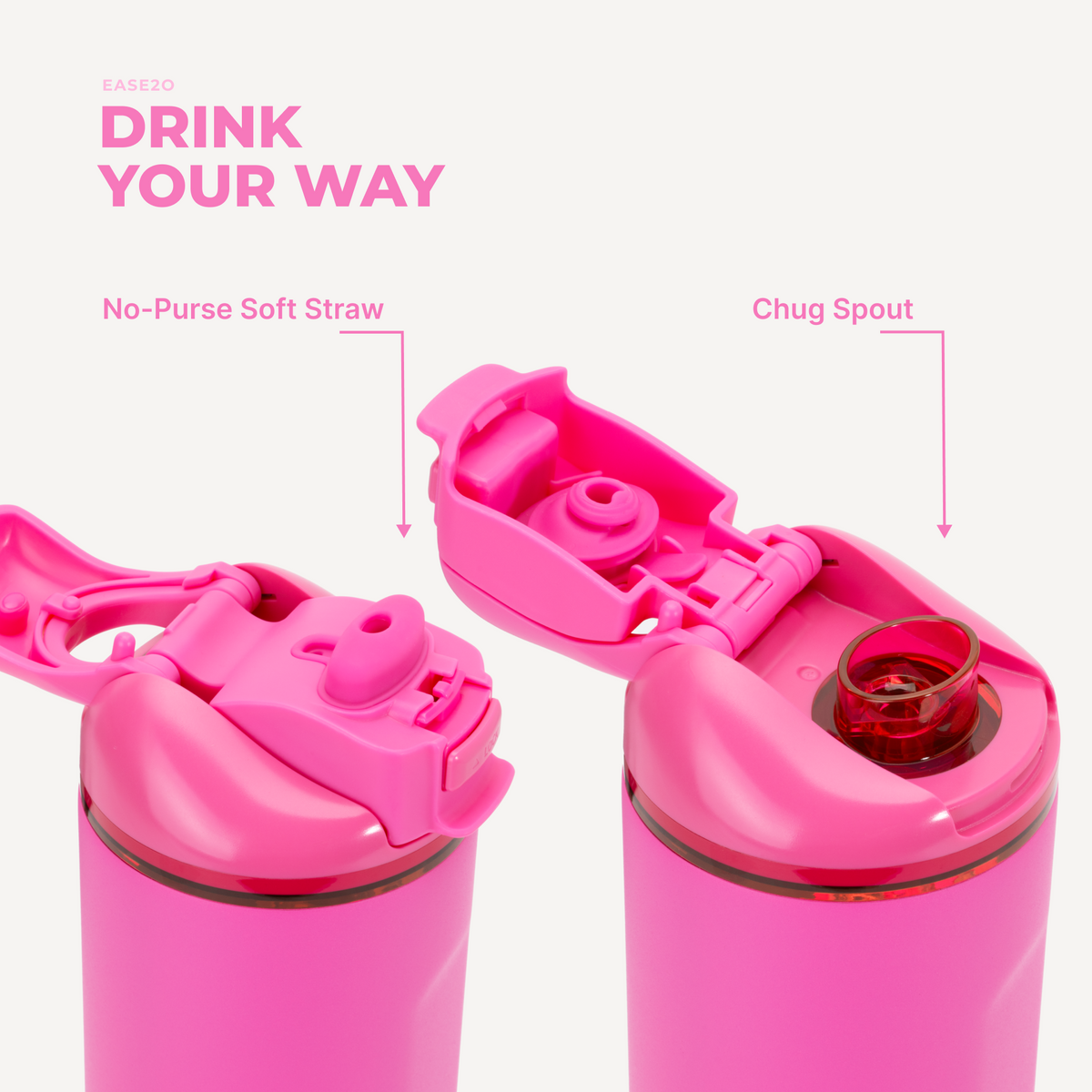 Ease2o 32oz | Compact Water Bottle with Straw &amp; Chug Spout – Razzle