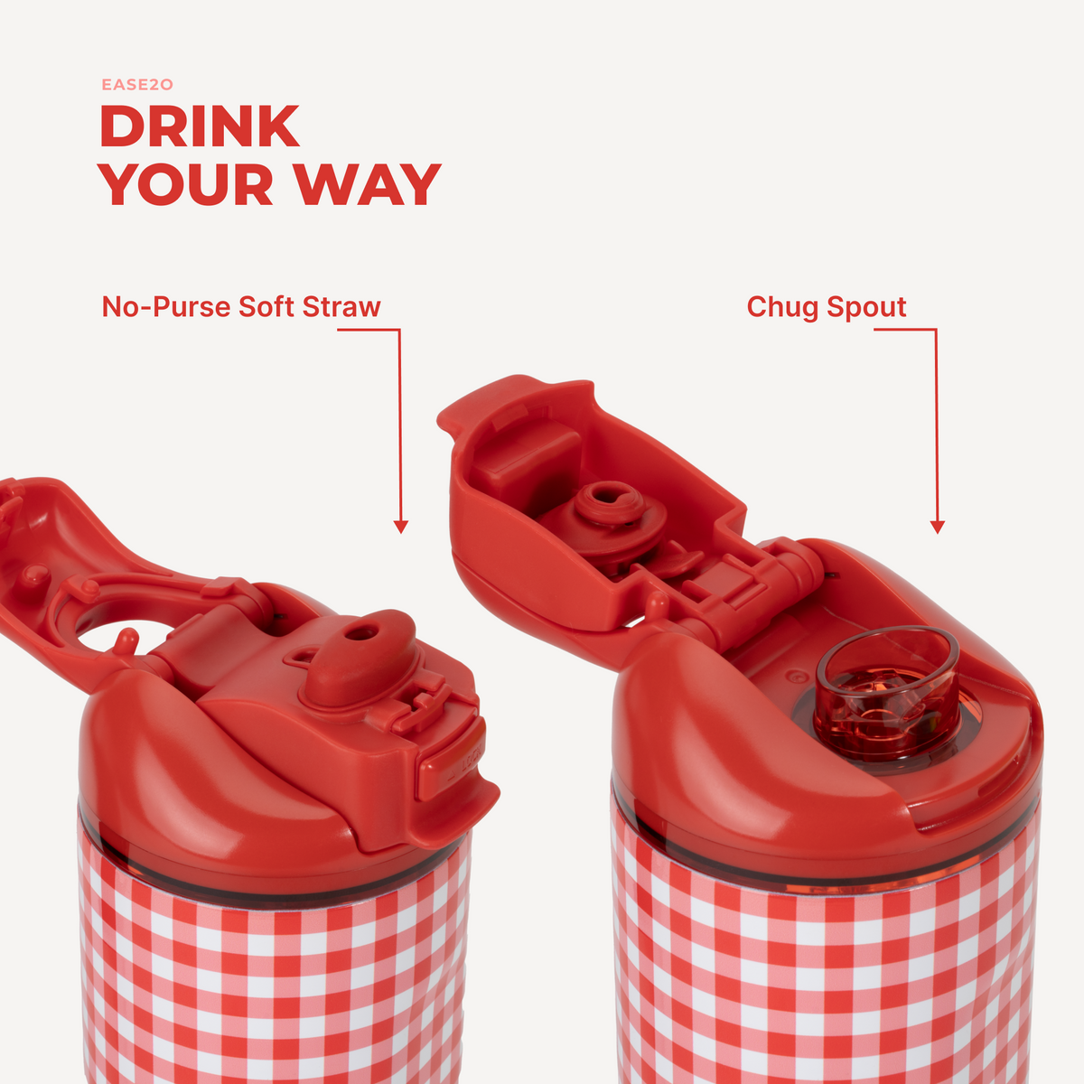 Ease2o 32oz | Compact Water Bottle with Straw &amp; Chug Spout – Summer Picnic