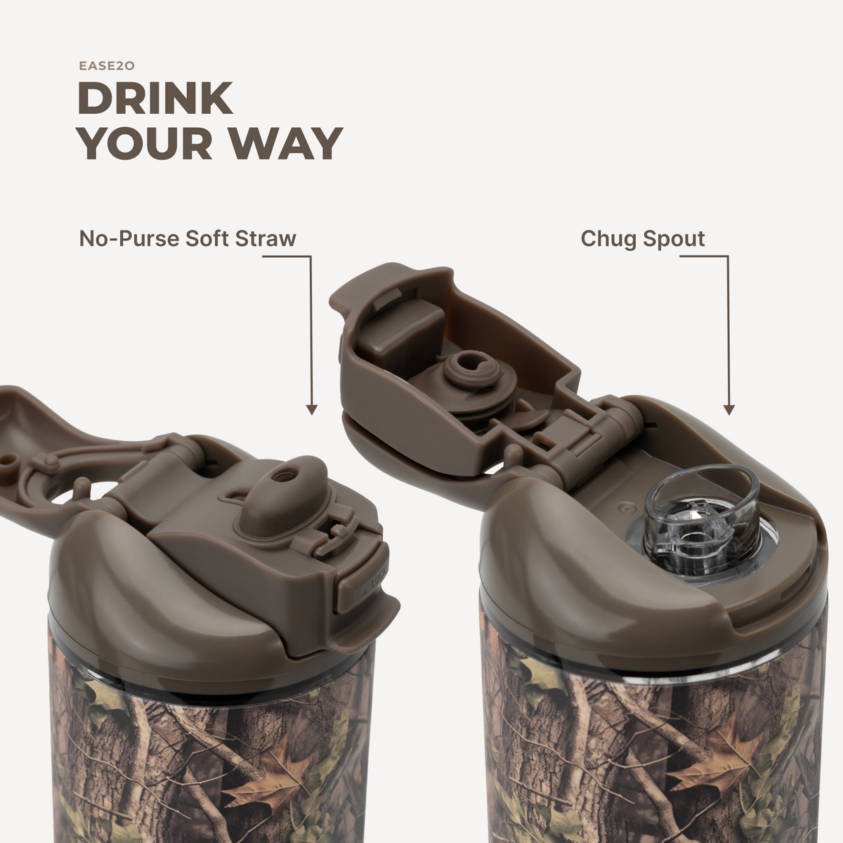 Ease2o 32oz | Compact Water Bottle with Straw &amp; Chug Spout – Woodland