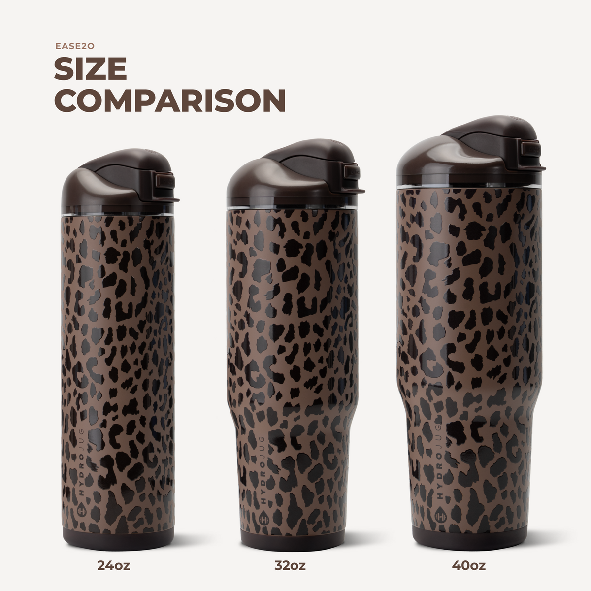 Ease2o 40oz | Dual-Function Water Bottle with Straw &amp; Chug Spout – Brown Leopard