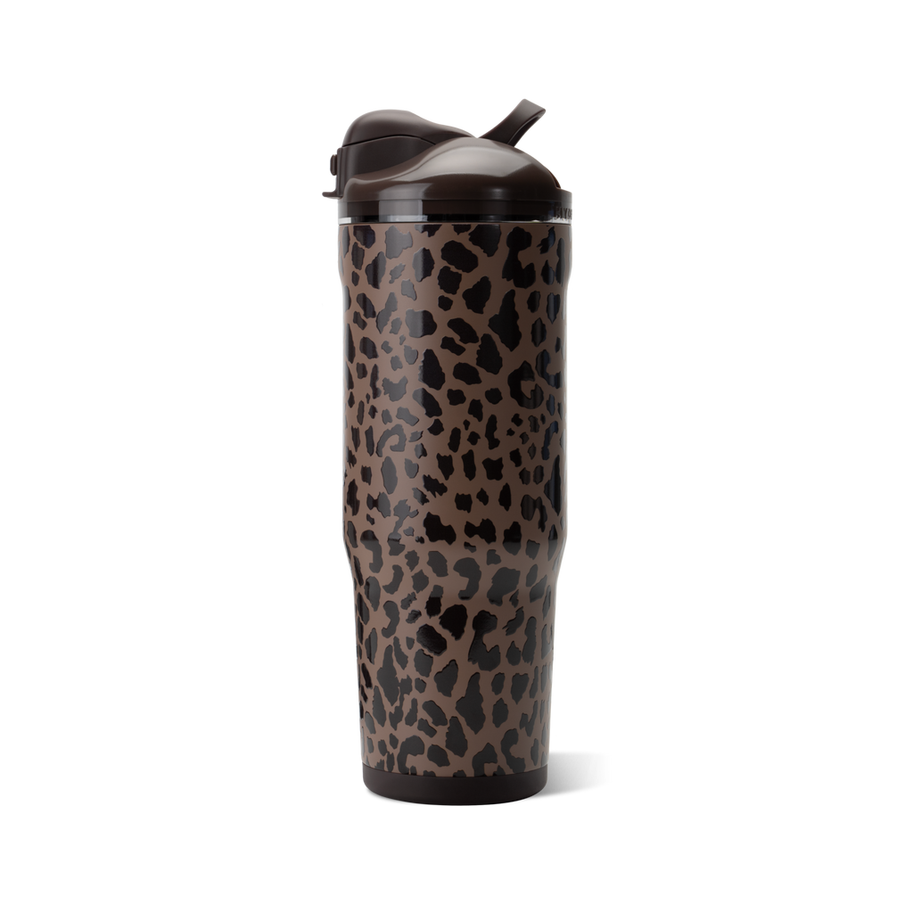 Ease2o 40oz | Dual-Function Water Bottle with Straw &amp; Chug Spout – Brown Leopard
