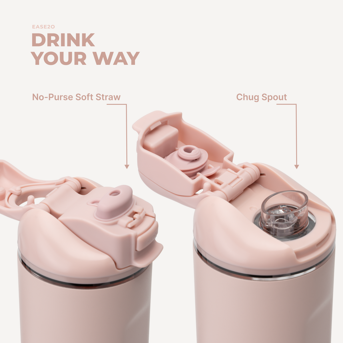 Ease2o 40oz | Dual-Function Water Bottle with Straw &amp; Chug Spout – Dusty Rose