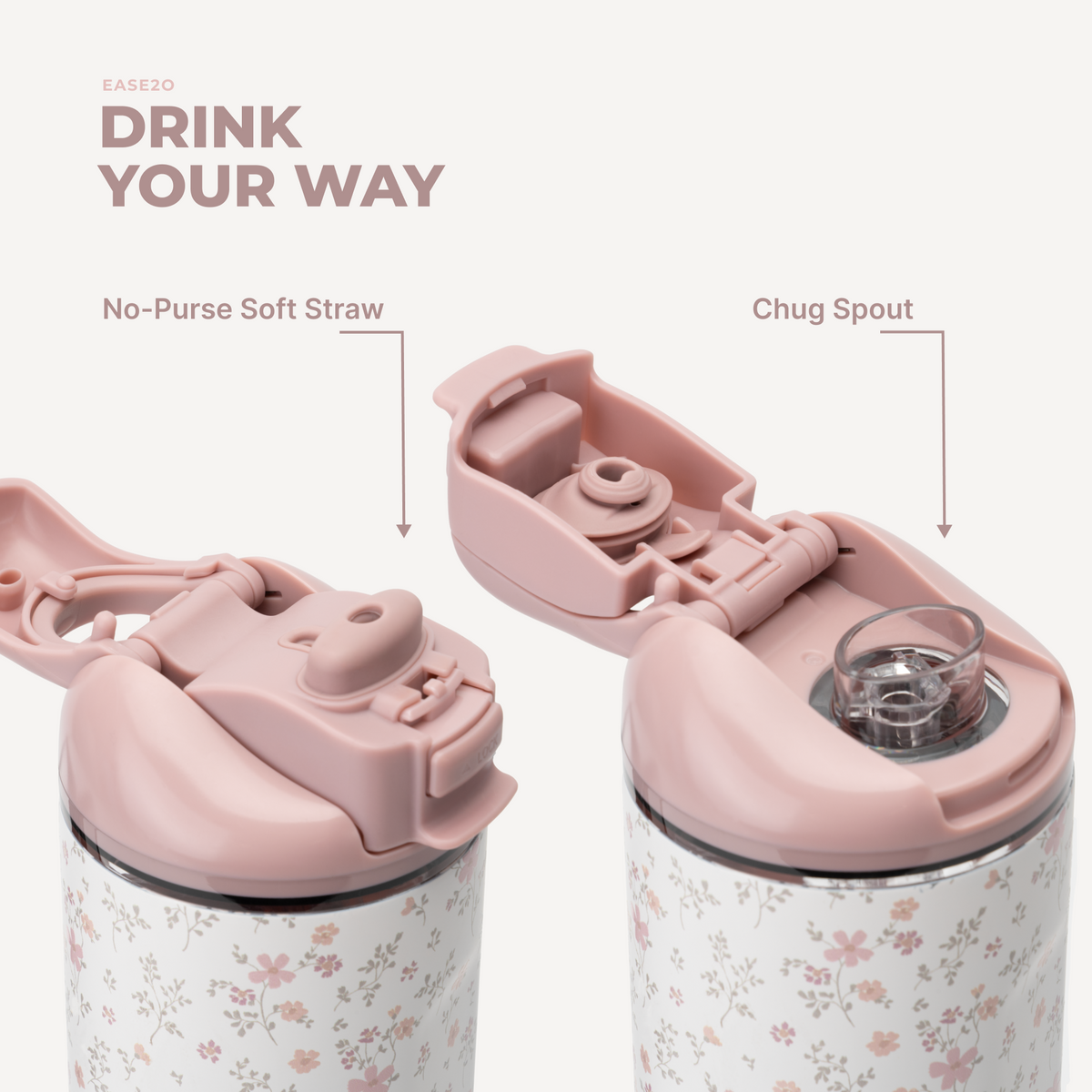 Ease2o 40oz | Dual-Function Water Bottle with Straw &amp; Chug Spout – Magnolia