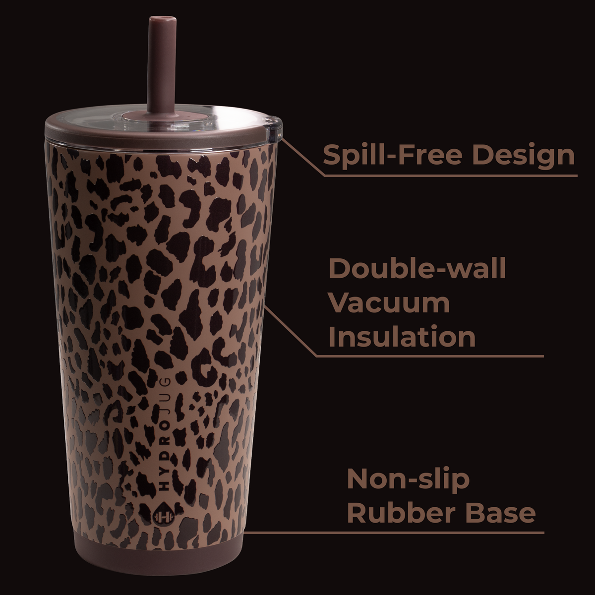 Everyday Tumbler 20oz | Ceramic-Lined Insulated Tumbler with Straw – Brown Leopard