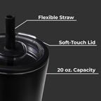 Everyday Tumbler 20oz | Ceramic-Lined Insulated Tumbler with Straw – Black