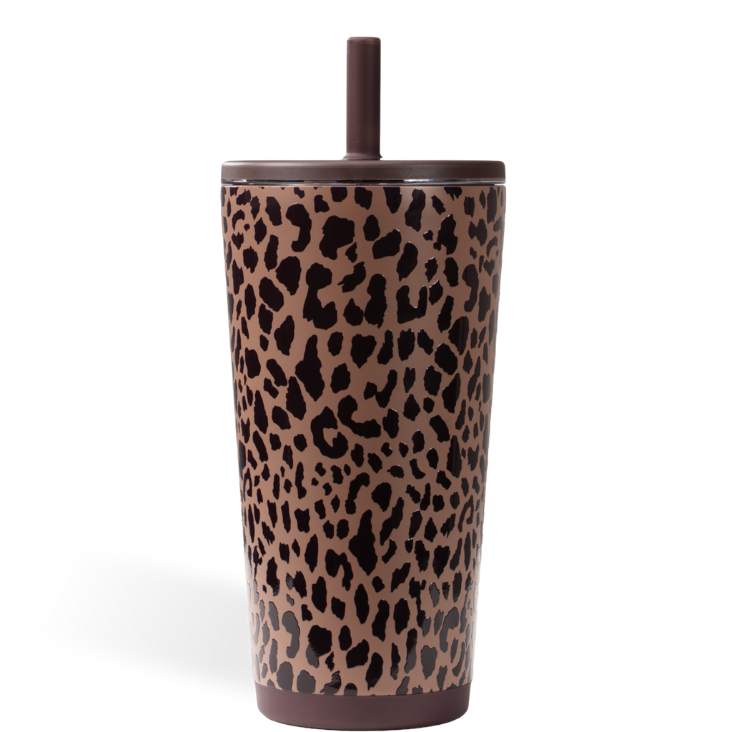 Everyday Tumbler 20oz | Ceramic-Lined Insulated Tumbler with Straw – Brown Leopard